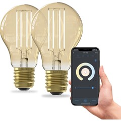 2x Calex Slimme LED Filament Lamp - Goud - Dimbaar - E27 - 7W - 1800K-3000K