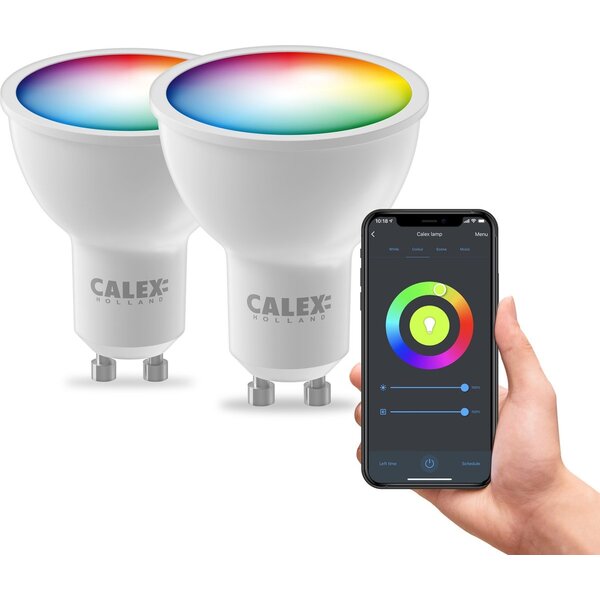 Calex 2x Calex Slimme LED Lamp - Dimbaar - GU10 - 4.9W - RGB + CCT