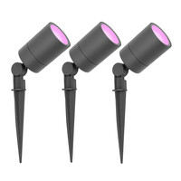 3x Smart LED Prikspot - IP65 - 4,9W - RGB+CCT - 1 Meter Kabel - Antraciet