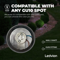 Ledvion Smart LED Prikspot - IP65 - 5W - RGB+CCT - 1 Meter Kabel - Antraciet