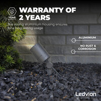 Ledvion 3x LED Prikspot - IP65 - 3W - 6500K - 1 Meter Kabel - Antraciet