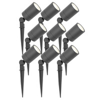 Ledvion 9x LED Prikspot - IP65 - 3W - 4000K - 1 Meter Kabel - Antraciet