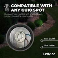 Ledvion 9x LED Prikspot - IP65 - 5W - 4000K - 1 Meter Kabel - Antraciet