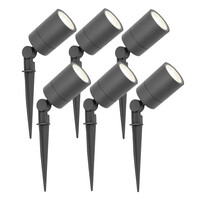 6x LED Prikspot - IP65 - 3W - 4000K - 1 Meter Kabel - Antraciet