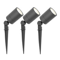 3x LED Prikspot - IP65 - 3W - 4000K - 1 Meter Kabel - Antraciet