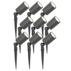 9x LED Prikspot - IP65 - 3W - 2700K - 1 Meter Kabel - Antraciet