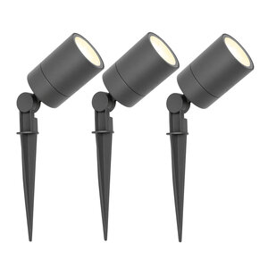 3x LED Prikspot - IP65 - 3W - 2700K - 1 Meter Kabel - Antraciet