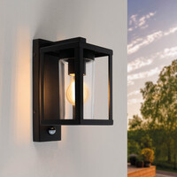 Moderne Wandlamp Buiten met Sensor - Zwart - IP44 - E27 Fitting