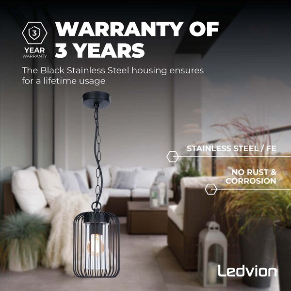 Ledvion LED Plafondlamp - Zwart - IP44 - E27 Fitting