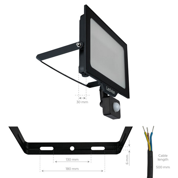 Ledvion Osram LED Breedstraler met Sensor 100W – 12.000 Lumen – 4000K