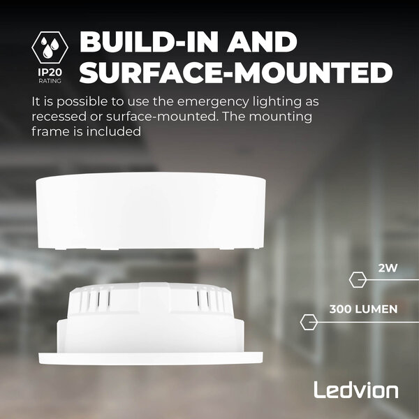 Ledvion LED Noodverlichting Spot met Accu - 6W - 5700K-8000K - Plafondmontage