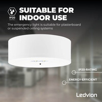 Ledvion LED Noodverlichting Spot met Accu - 6W - 5700K-8000K - Plafondmontage