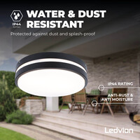 Ledvion LED Plafondlamp - Dimbaar - E27 Fitting - IP44 - Ø28 cm