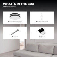 Ledvion LED Plafondlamp - Dimbaar - E27 Fitting - IP44 - Ø28 cm