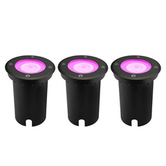 3x Smart LED Grondspot - IP67 - 4,9W - RGB+CCT - 1 Meter Kabel - Zwart