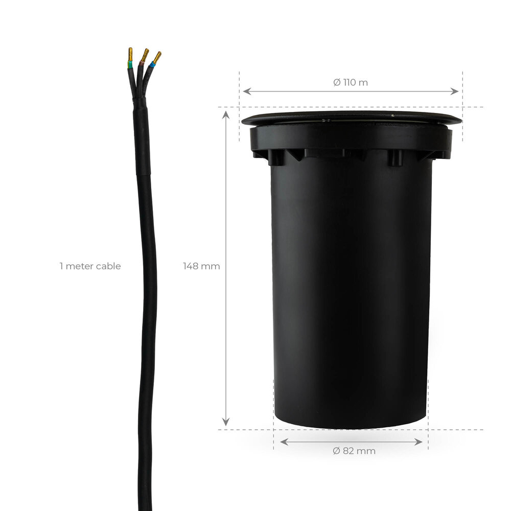 Ledvion 6x Smart LED Grondspot - IP67 - 4,9W - RGB+CCT - 1 Meter Kabel - Zwart