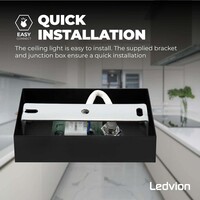 Ledvion LED Plafondspot Zwart - Dimbaar - 5W - 2700K - Kantelbaar