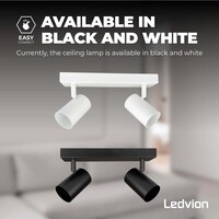 Ledvion LED Plafondspot Wit Duo - Dimbaar - 5W - 4000K - Kantelbaar