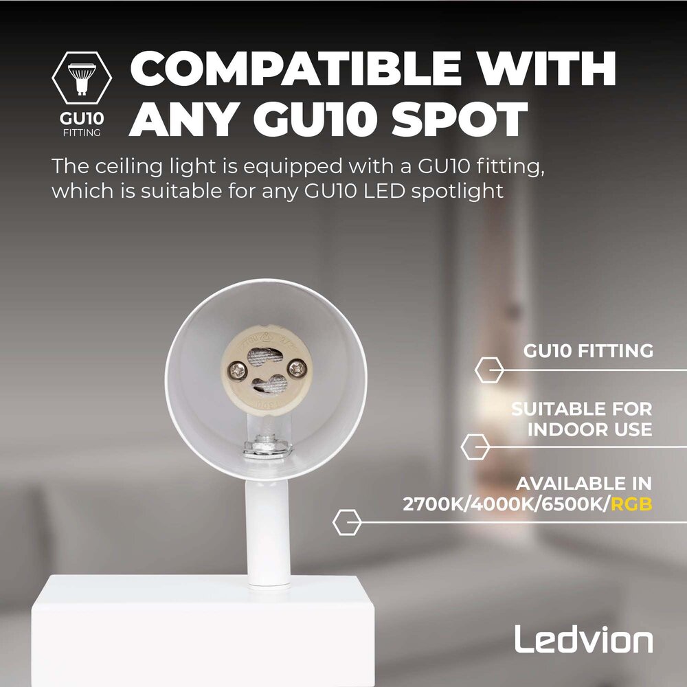 Ledvion LED Plafondspot Wit Duo - Dimbaar - 5W - RGB+CCT - Kantelbaar