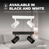 Ledvion LED Plafondspot Zwart Duo - Dimbaar - 5W - 6500K - Kantelbaar