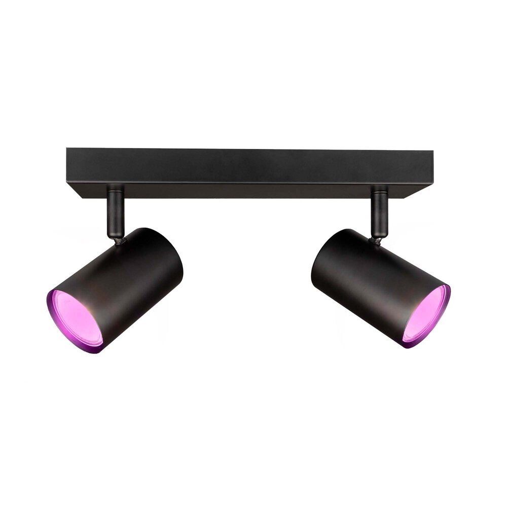 Ledvion LED Plafondspot Zwart Duo - Dimbaar - 4,9W - RGB+CCT - Kantelbaar