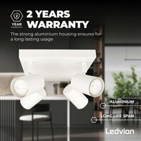 Ledvion LED Plafondspot Wit 4-lichts - Dimbaar - 5W - 2700K - Kantelbaar