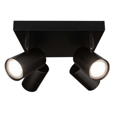 LED Plafondspot Zwart 4-lichts - Dimbaar - 5W - 4000K - Kantelbaar