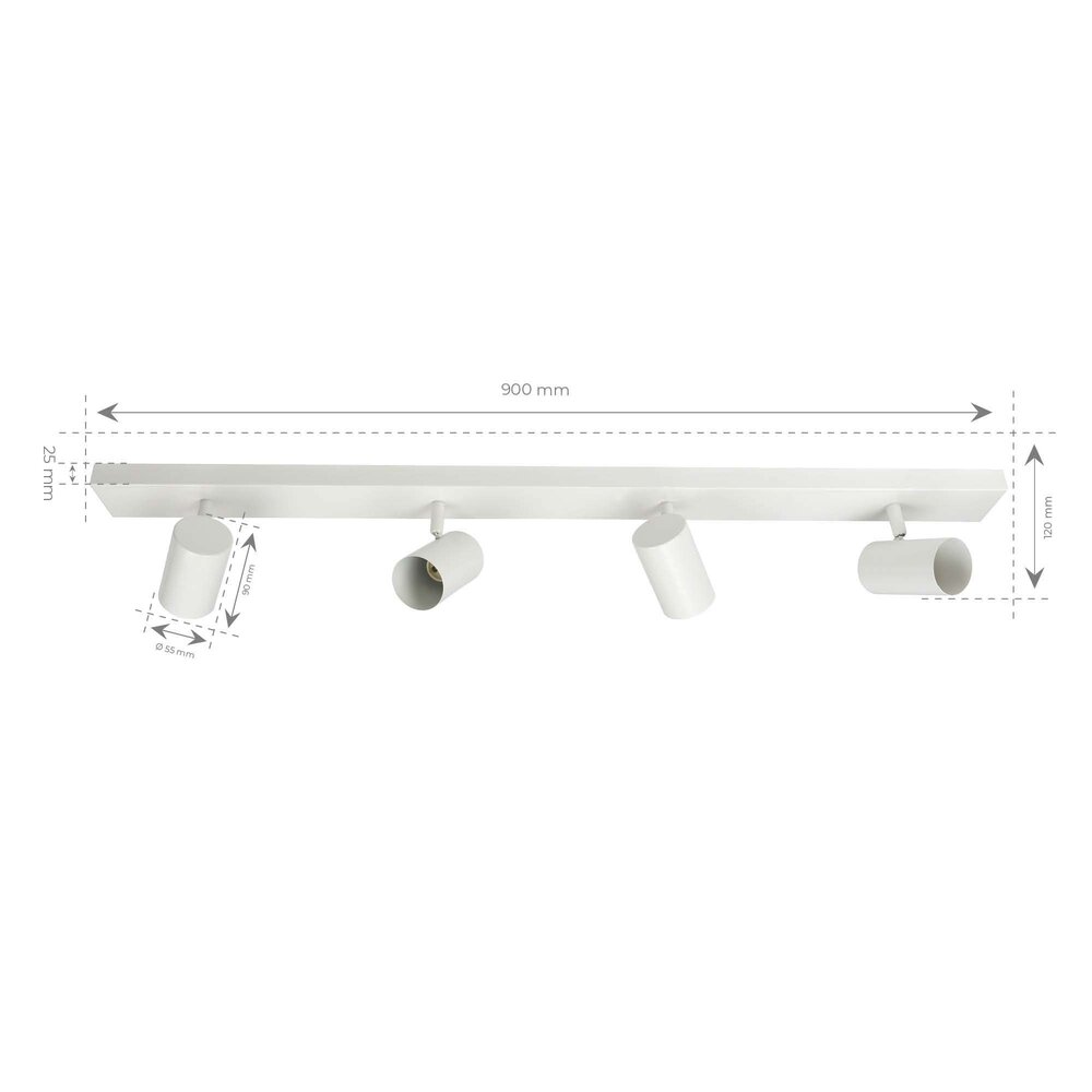 Ledvion LED Plafondspot Wit 4-lichts - Dimbaar - 5W - 4000K - Kantelbaar