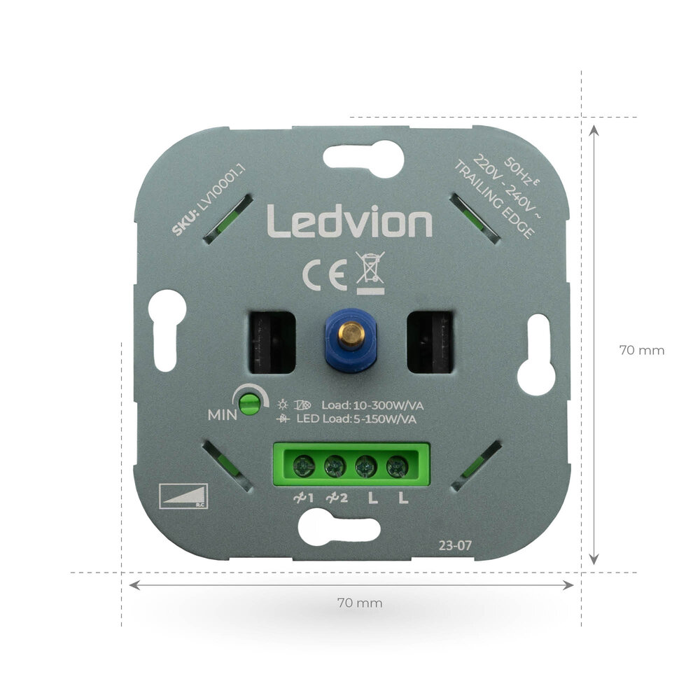 Ledvion LED Dimmer 5-150W LED 220-240V - Fase Afsnijding - Universeel