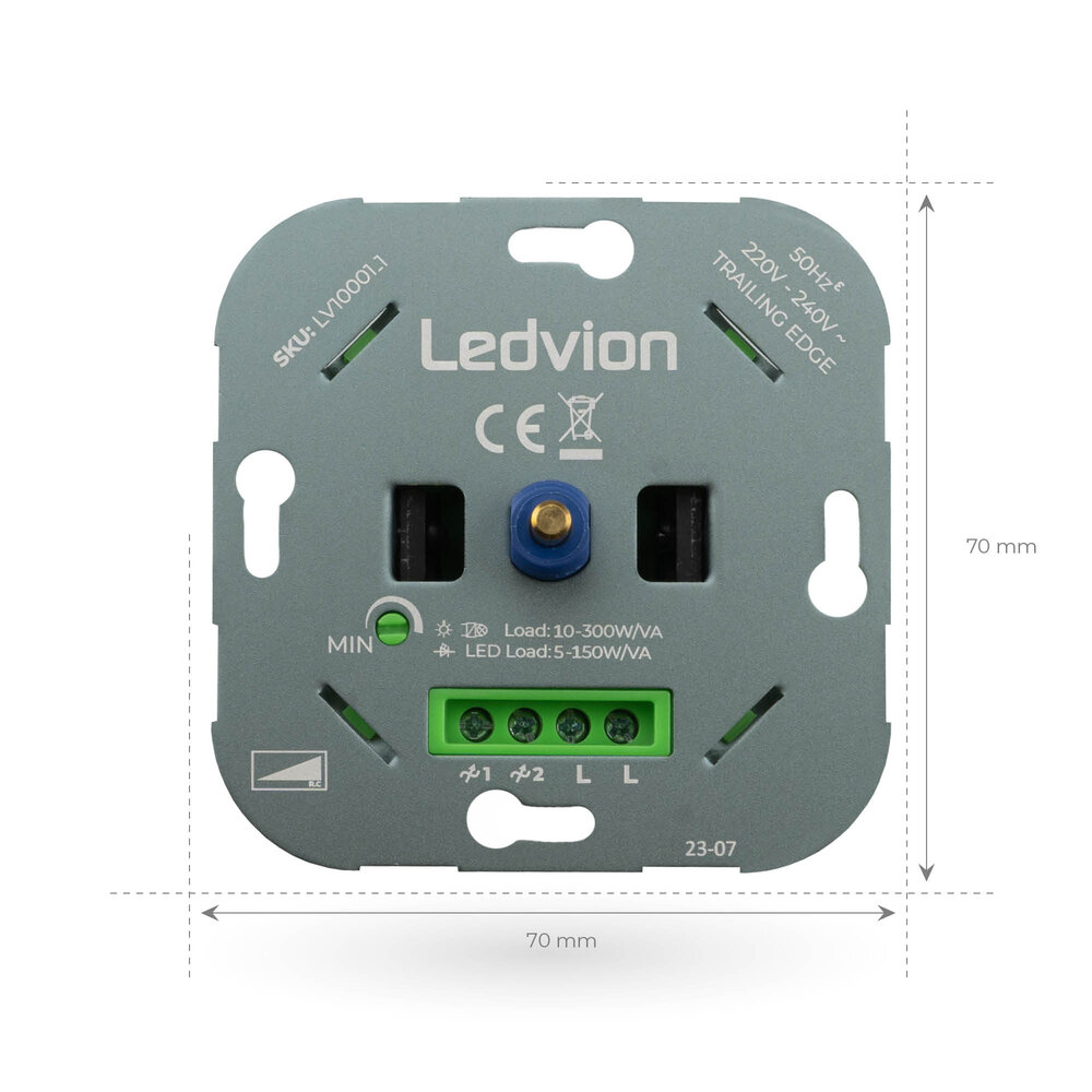 Ledvion LED Dimmer 5-150 Watt 220-240V - Fase Afsnijding - Universeel - Compleet