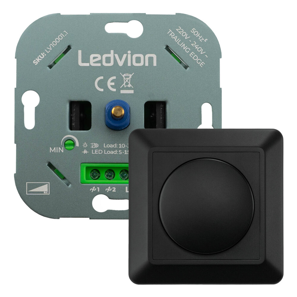 Ledvion LED Dimmer 5-150 Watt 220-240V - Fase Afsnijding - Universeel - Compleet