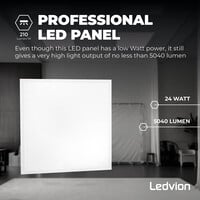 Ledvion LED Paneel 60x60 - UGR <19 - 24W - 210 Lm/W - 6500K - 5 Jaar Garantie - Energieklasse A