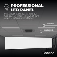 Ledvion LED Paneel 120x30 - UGR <19 - 24W - 210 Lm/W - 6500K - 5 Jaar Garantie - Energieklasse A