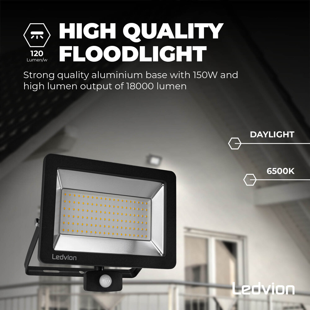 Ledvion Osram LED Breedstraler met Sensor 150W – 6500K - Quick Connector - 5 Jaar garantie