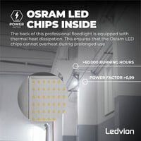 Ledvion Osram LED Breedstraler met Sensor 100W – 4000K - Quick Connector - 5 Jaar garantie