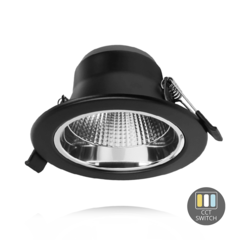 LED Downlight met Reflector - SIA - 10W - Ø90 mm - CCT-Switch - Zwart