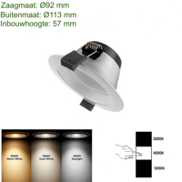 Lightexpert LED Downlight - 10W - Ø90 mm - CCT-Switch - Wit - 5 jaar garantie