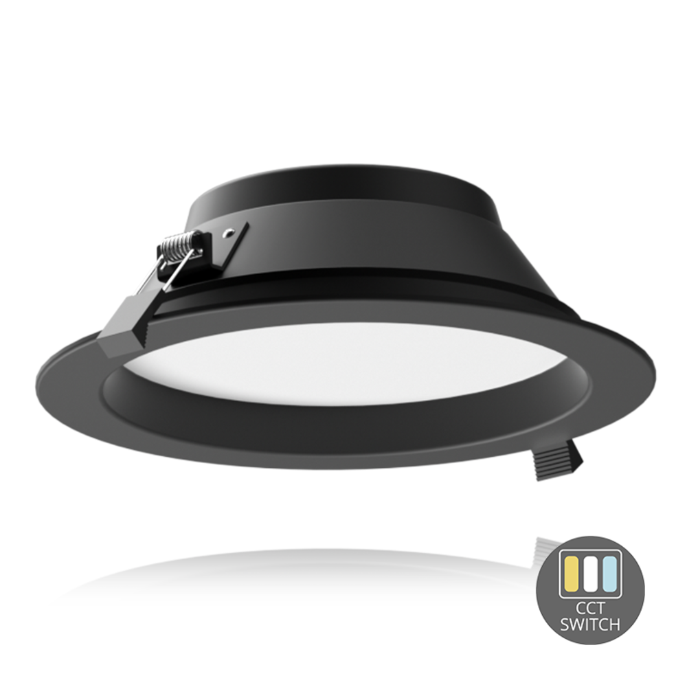 Lightexpert LED Downlight - 20W - Ø195 mm - CCT-Switch - Zwart - 5 jaar garantie