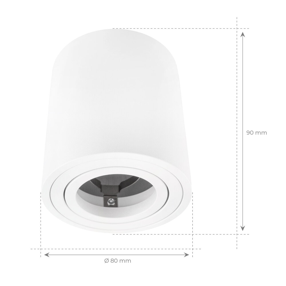 Ledvion GU10 Opbouwspot Rond -  GU10 Fitting - Wit - ø80mm