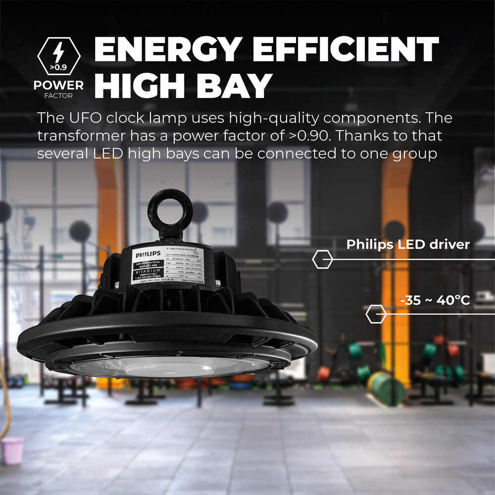 Lightexpert LED High Bay 100W - Philips Driver - 120° - 160lm/W - 6000K - IP65 - Dimbaar - 5 Jaar Garantie
