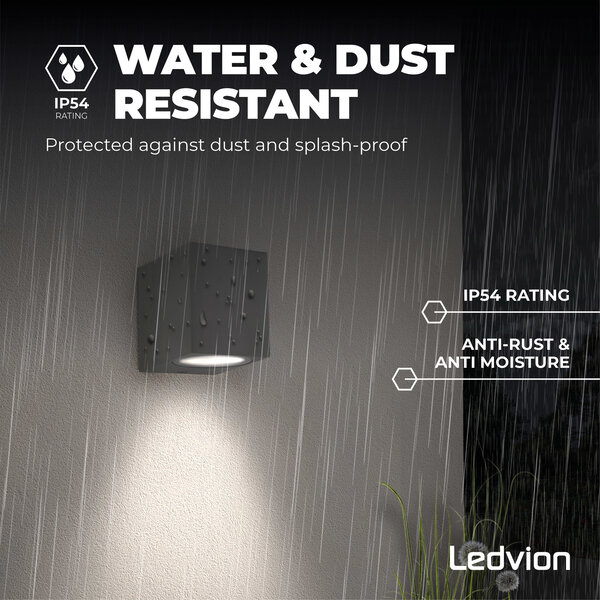 Ledvion Wandlamp buiten - Cube - Antraciet - 3W - 2700K