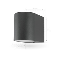 Ledvion Wandlamp buiten - Rond - Antraciet - 3W - 2700K