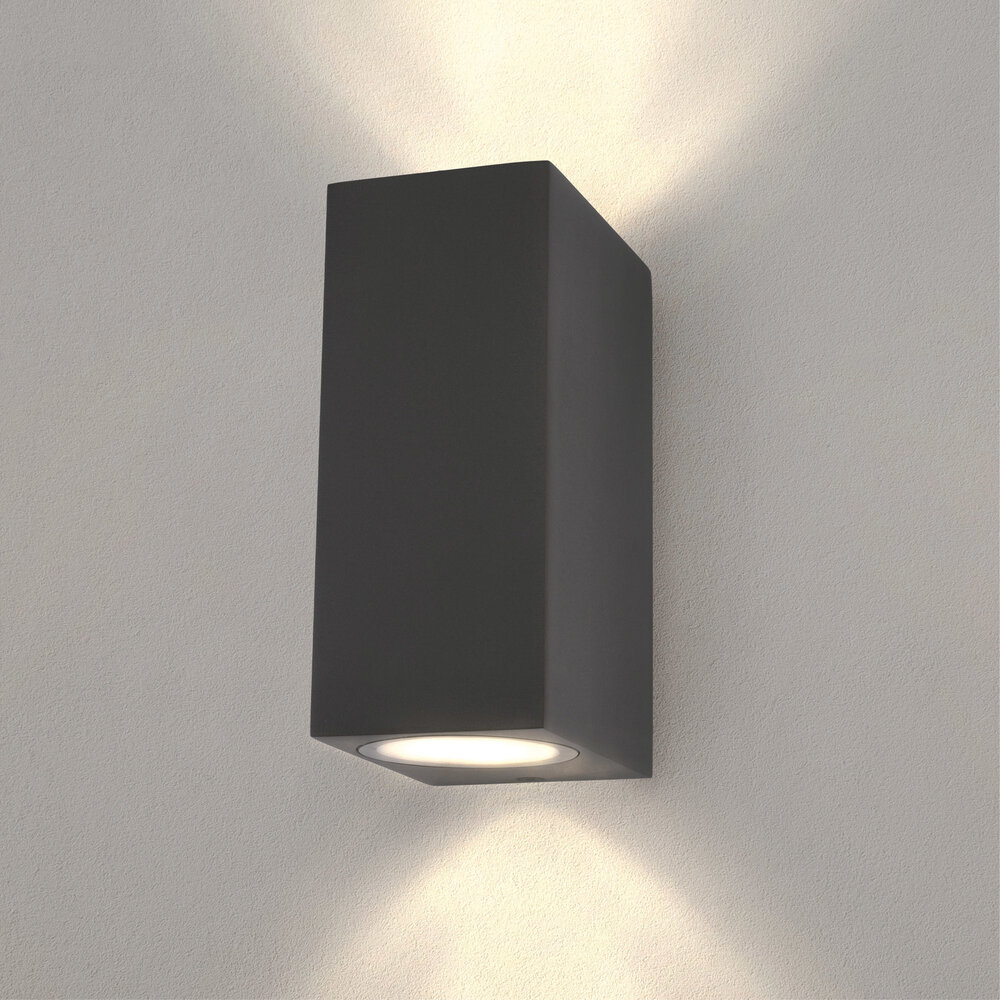 Ledvion Wandlamp Buiten - Cube - Antraciet - 3W - 2700K - Up & Down
