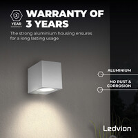 Ledvion Wandlamp Buiten - San Diego - 3W - 2700K - IP54 - Wit