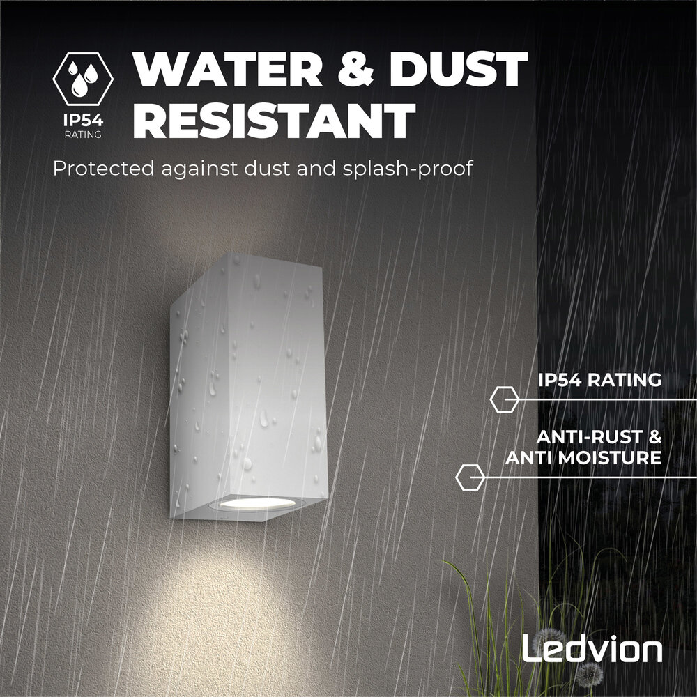 Ledvion Wandlamp Buiten - Cube - Wit - Up & Down - 3W - 2700K