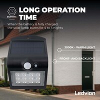 Ledvion Solar Wandlamp met Bewegingssensor - Zwart - 1.5W – 3000K