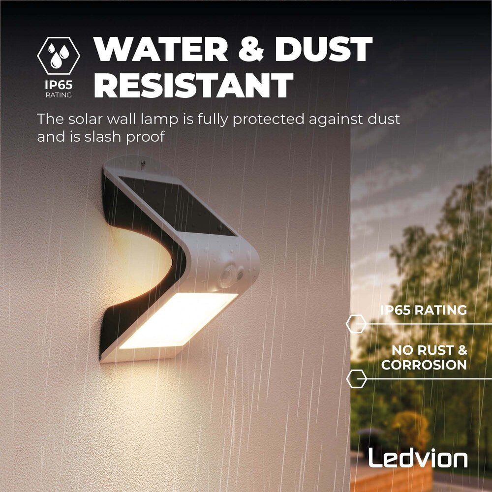 Ledvion Solar Wandlamp met Bewegingssensor - Wit - 1.5W – 3000K