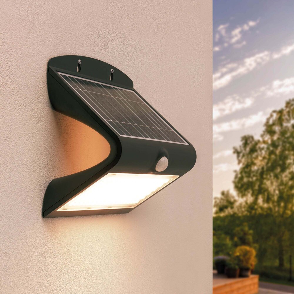 Ledvion Solar Wandlamp met Bewegingssensor - Zwart - 8W – 3000K