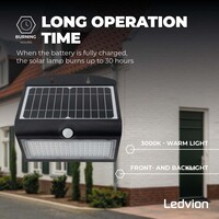 Ledvion Solar Wandlamp met Bewegingssensor - Zwart - 8W – 3000K