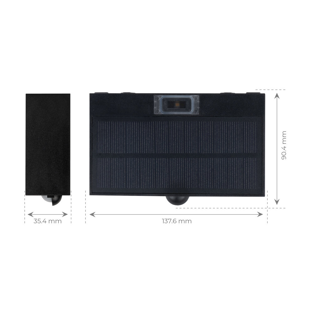 Ledvion Solar Wandlamp met Bewegingssensor - Zwart - 3W – 3000K